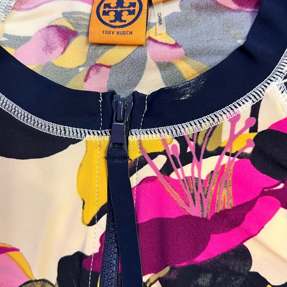 5 piece Tory Burch Swim ensemble:rash guard, flip flops, 2 bikini tops, 1 bottom - Picture 8 of 15